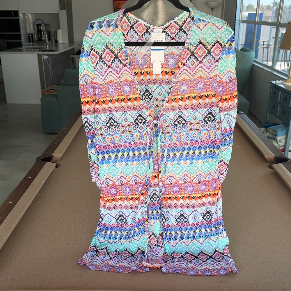 Christina Multicolor Geometric Swim Coverup